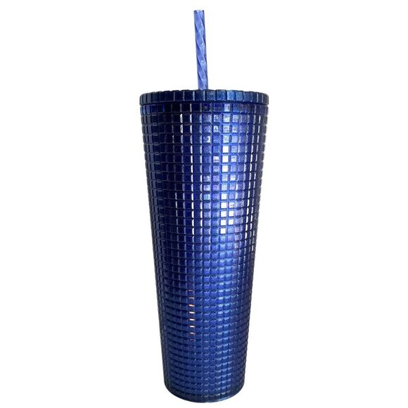 NWT Starbucks COBALT BLUE Venti Tumbler Grid Cold Cup Gridded New Unused - Picture 2 of 4